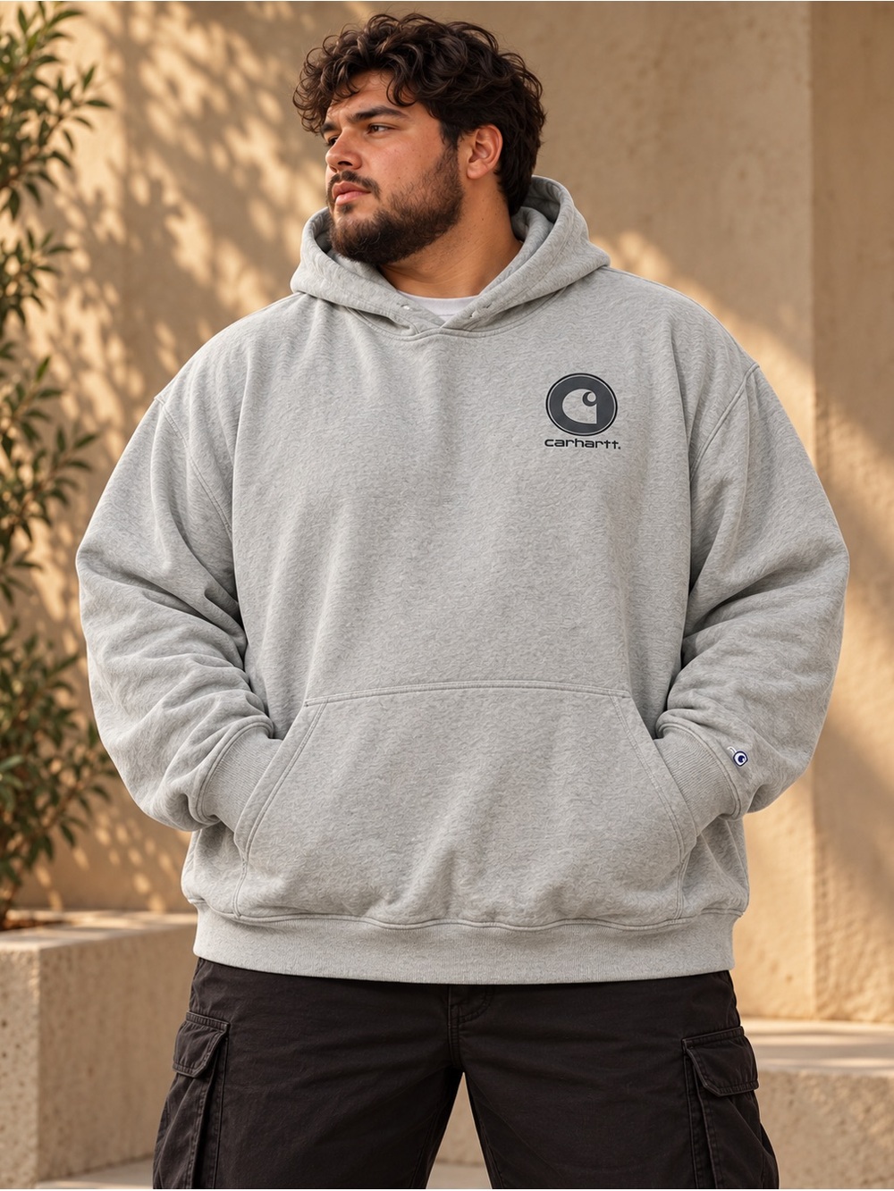 Carhartt 3XL Gray Pullover Hoodie Relaxed Fit Logo Workwear Sweatshirt